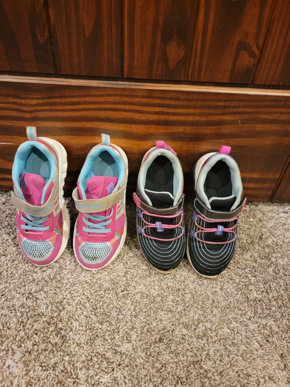 Kids Pink and Black Sneakers - Comfortable Everyday Play Shoes